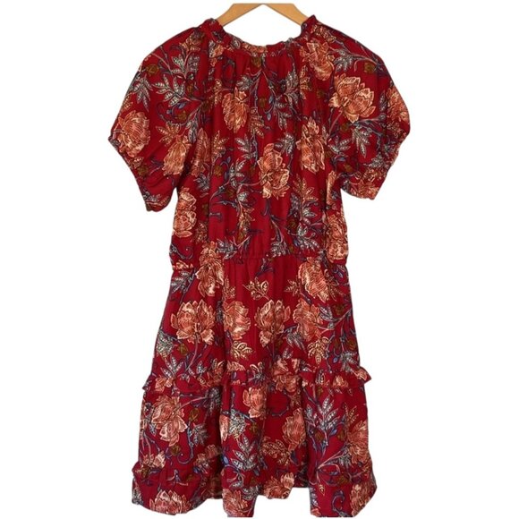 Band of the Free Connie Garnet Blush Boho Tiered Dress Sz Large Womens Red Cinch - Picture 9 of 13